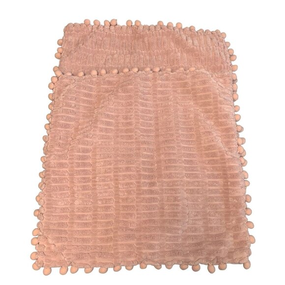 Pink Pom Pom Chenille Textured Pillow Cover 18"x18" Soft & Cozy set of 2 - Picture 1 of 12